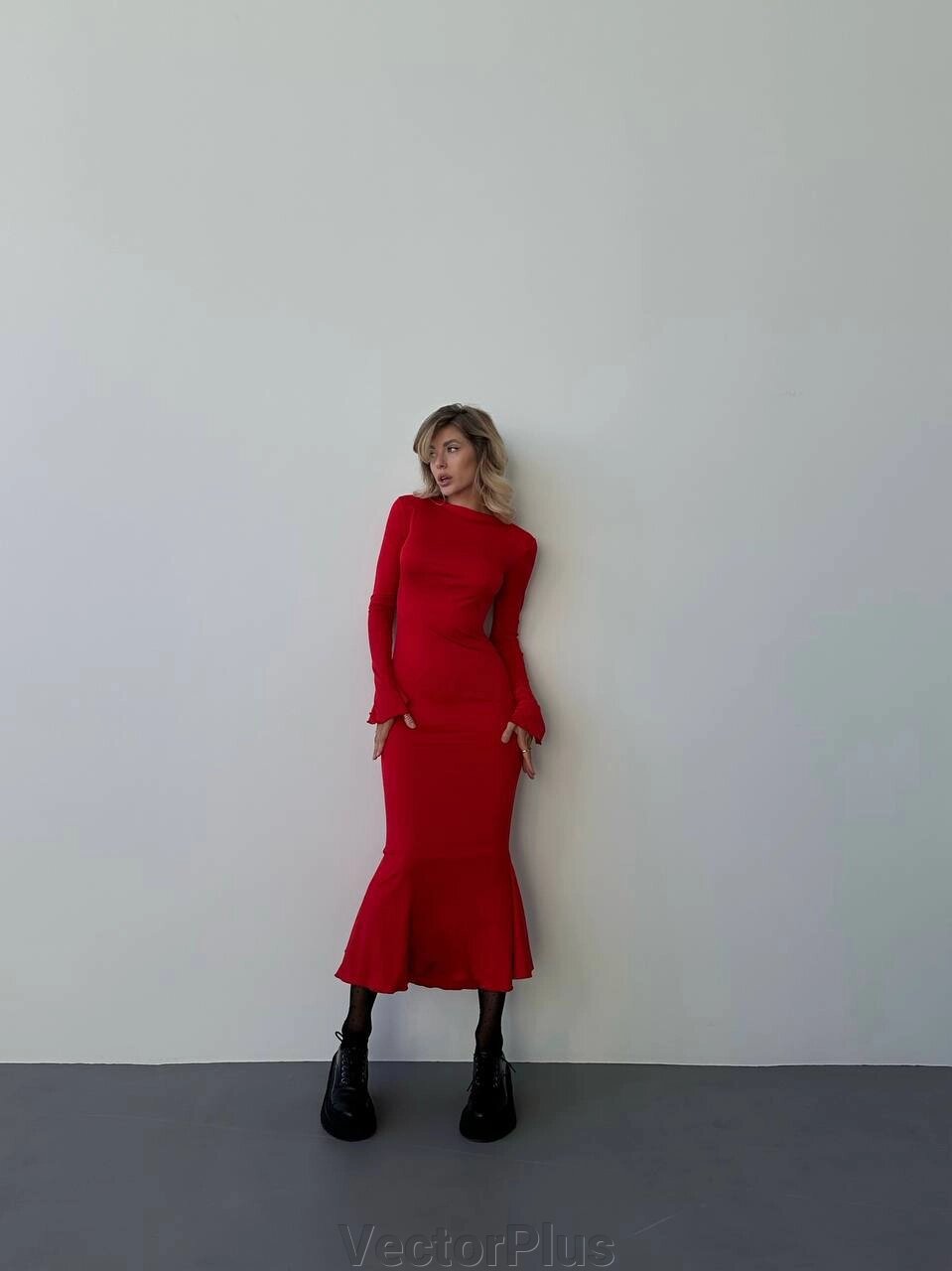 Жіноче плаття міді колір червоний р. 42/44 448300 від компанії VectorPlus - фото 1