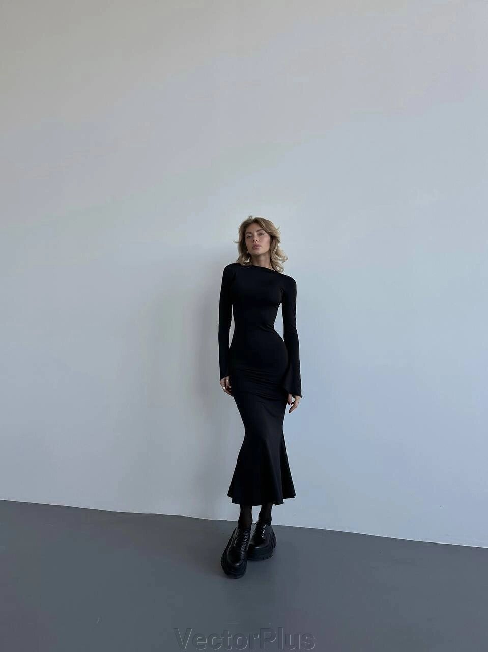 Жіноче плаття міді колір чорний р. 42/44 448299 від компанії VectorPlus - фото 1