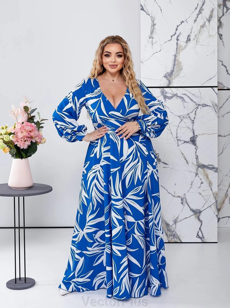 Жіноче плаття вільного крою колір блакитний р. 50/52 452263 від компанії VectorPlus - фото 1