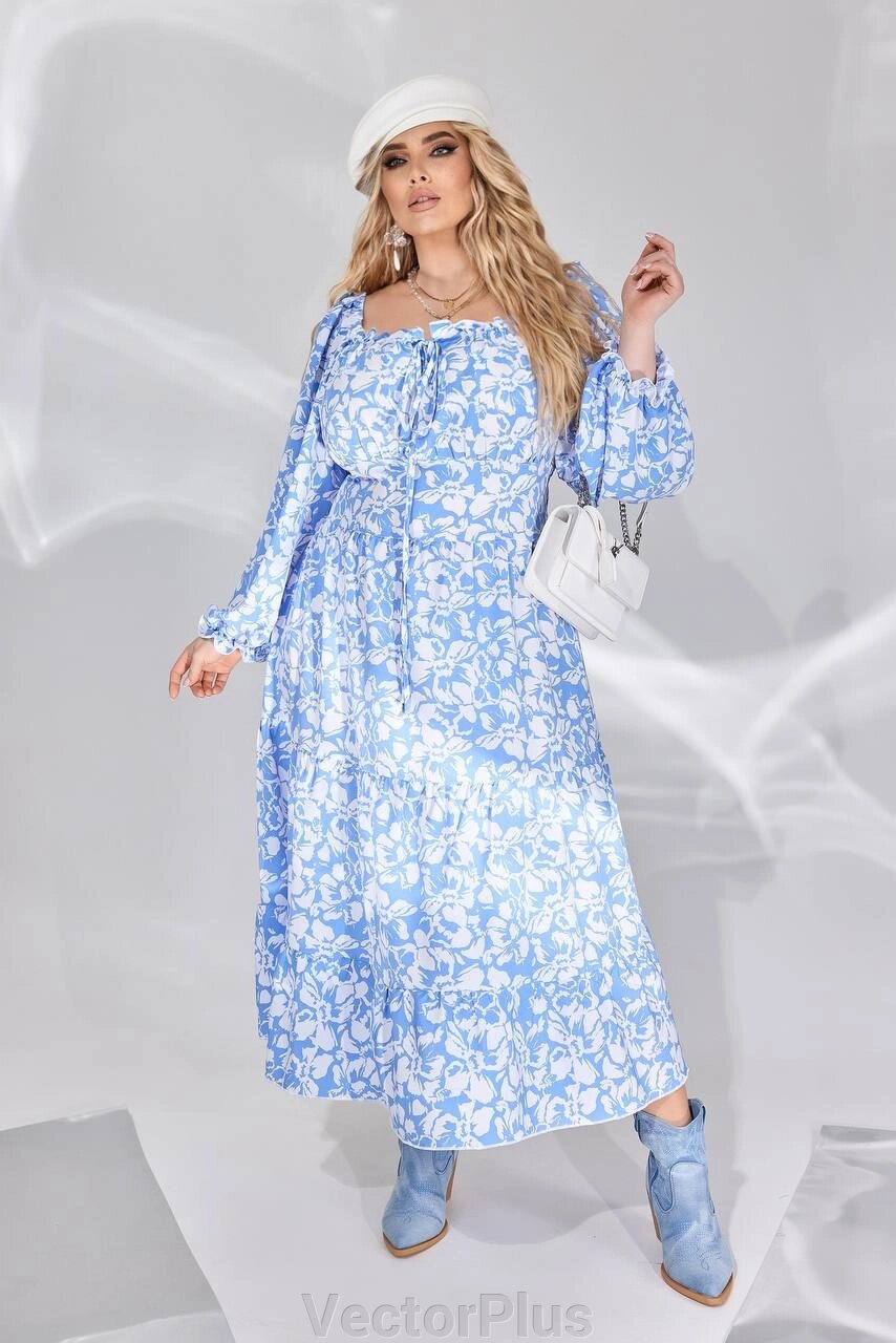 Жіноче вільне плаття з софта колір блакитний р. 50/52 450392 від компанії VectorPlus - фото 1