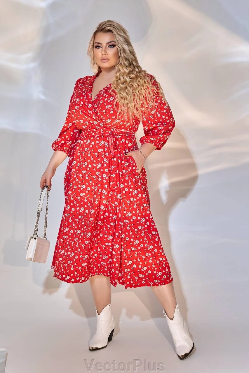 Жіноче вільне плаття з софта колір червоний р. 50/52 449677 від компанії VectorPlus - фото 1