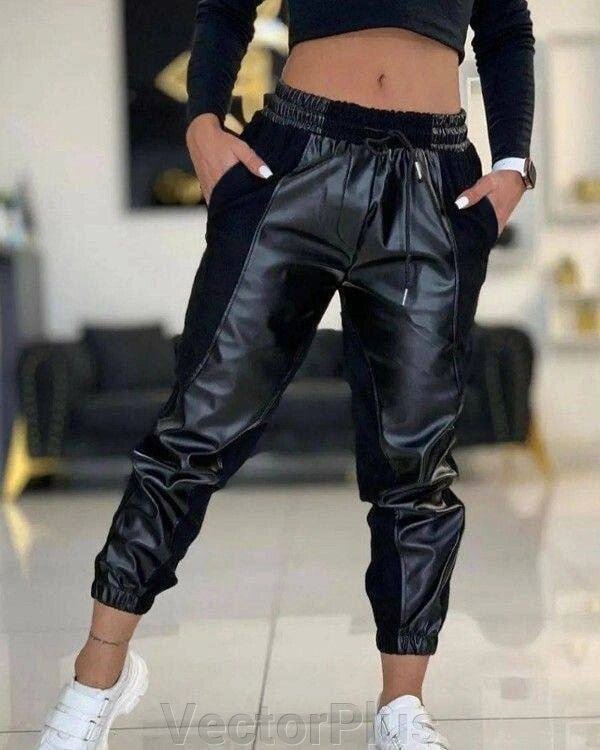 Жіночі штани джогери колір чорний нар. 50/52 449594 від компанії VectorPlus - фото 1