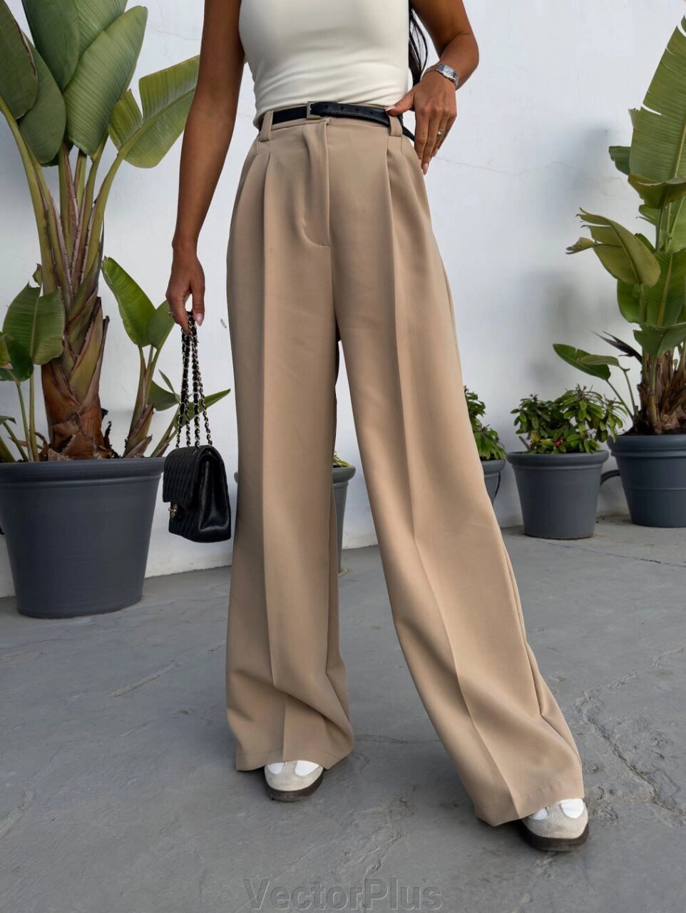 Жіночі штани палаццо колір бежр. 42/44 454139 від компанії VectorPlus - фото 1