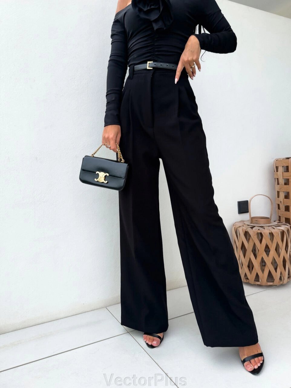 Жіночі штани палаццо колір чорний р. 42/44 454141 від компанії VectorPlus - фото 1