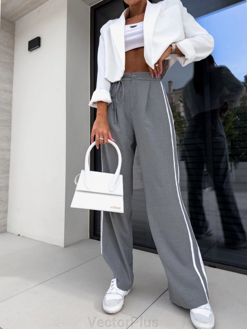 Жіночі штани з лампасами колір сірий. 42/44 453634 від компанії VectorPlus - фото 1
