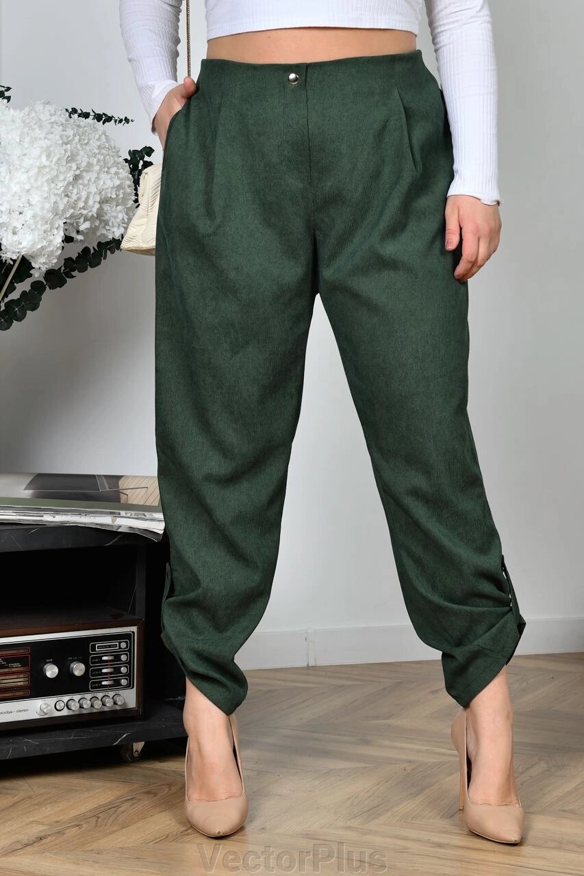 Жіночі штани з мікровельвету колір хакі нар. 48/50 453794 від компанії VectorPlus - фото 1