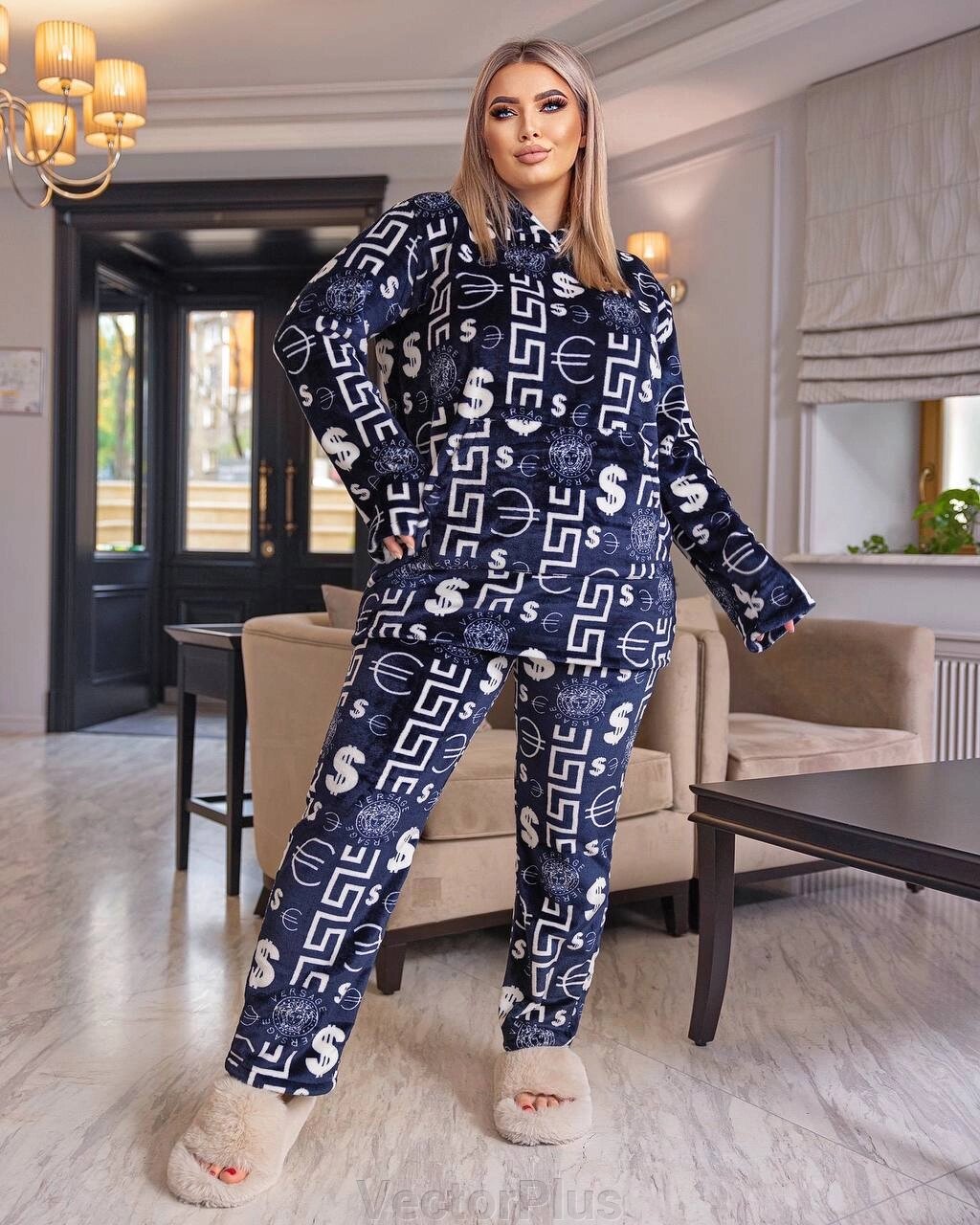 Жіночий домашній костюм колір синій принт нар. 48/52 446741 від компанії VectorPlus - фото 1