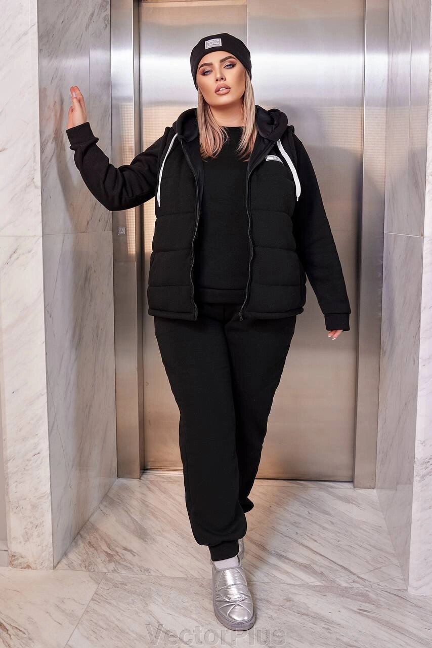 Жіночий костюм 4в1 - шапка, жилет, штани та кофта колір чорний нар. 48/50 449226 від компанії VectorPlus - фото 1