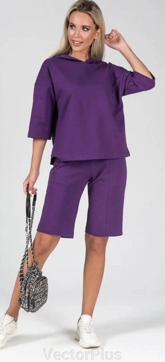Жіночий костюм двійка із шортами колір фіолет р. 42/44 453619 від компанії VectorPlus - фото 1