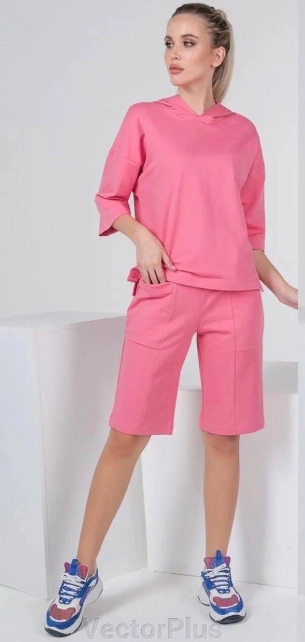 Жіночий костюм двійка із шортами колір рожевий р. 42/44 453620 від компанії VectorPlus - фото 1