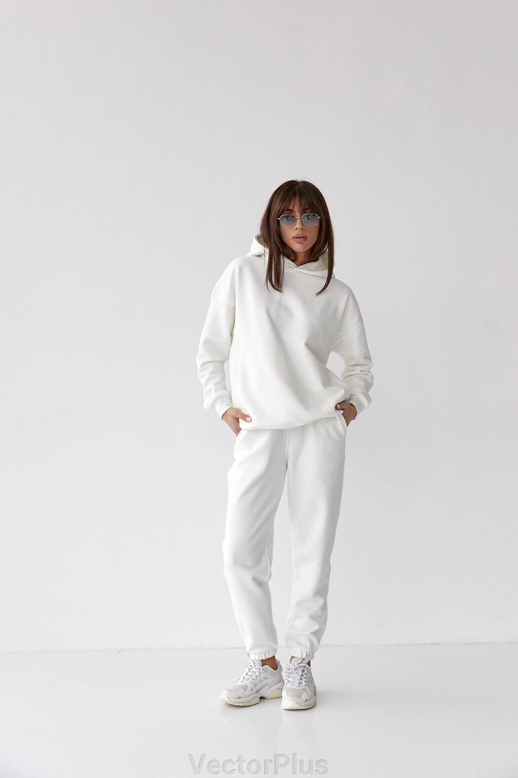 Жіночий костюм худі+джогер колір білий р. 2XL 454295 від компанії VectorPlus - фото 1