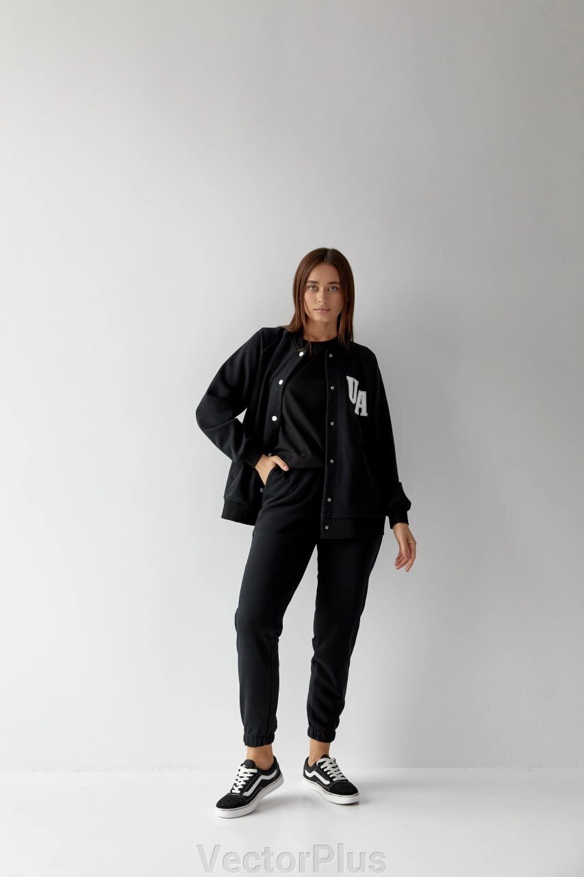 Жіночий костюм худі+джогер колір чорний р. L 441454 від компанії VectorPlus - фото 1