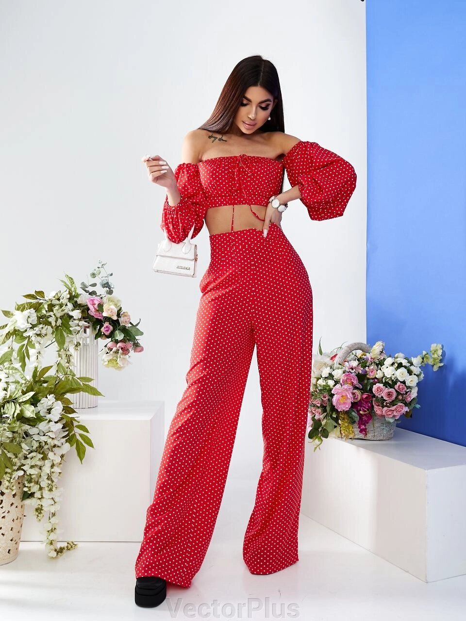 Жіночий костюм і штани червоного палаццо 387264 від компанії VectorPlus - фото 1