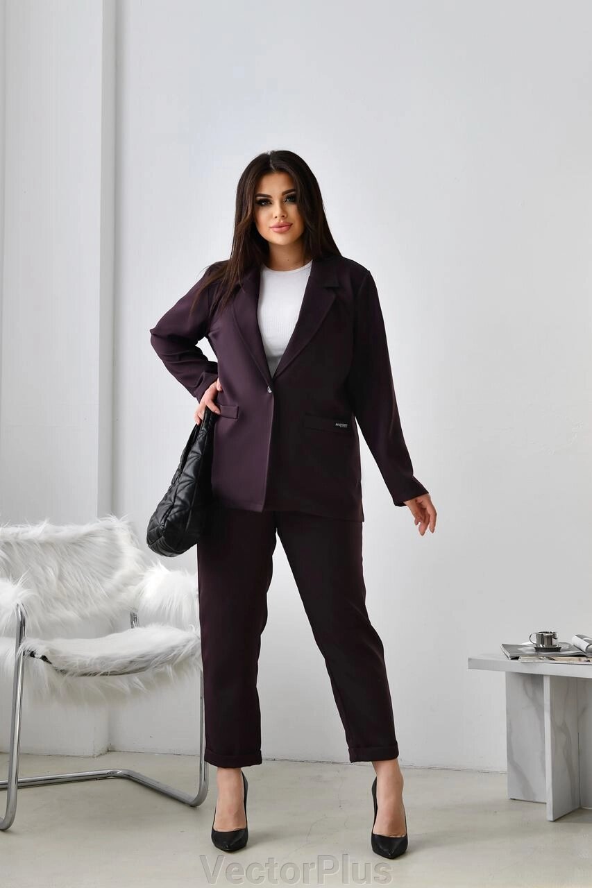 Жіночий костюм штани та піджак колір шоколад нар. 48/50 452785 від компанії VectorPlus - фото 1