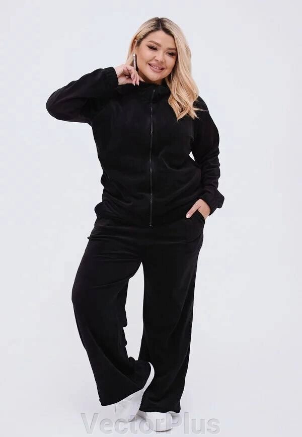 Жіночий спортивний костюм з велюру колір чорний. 42/44 443232 від компанії VectorPlus - фото 1