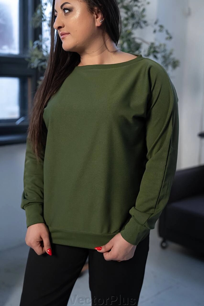 Жіночий светр кажан колір хакі нар. 58/60 446600 від компанії VectorPlus - фото 1