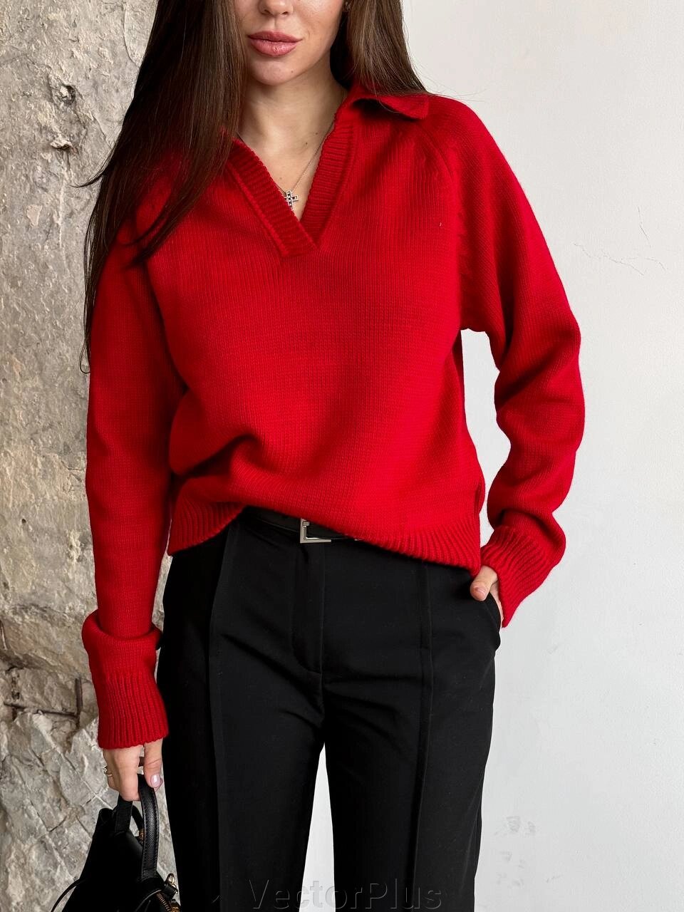 Жіночий светр-поло колір червоний нар. 42/46 450415 від компанії VectorPlus - фото 1