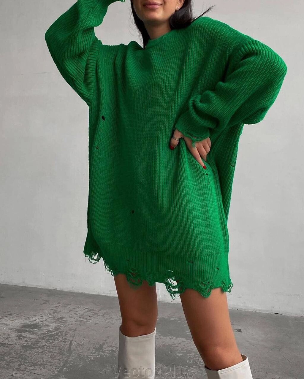 Жіночий светр-туніка колір зелений нар. 42/46 448910 від компанії VectorPlus - фото 1