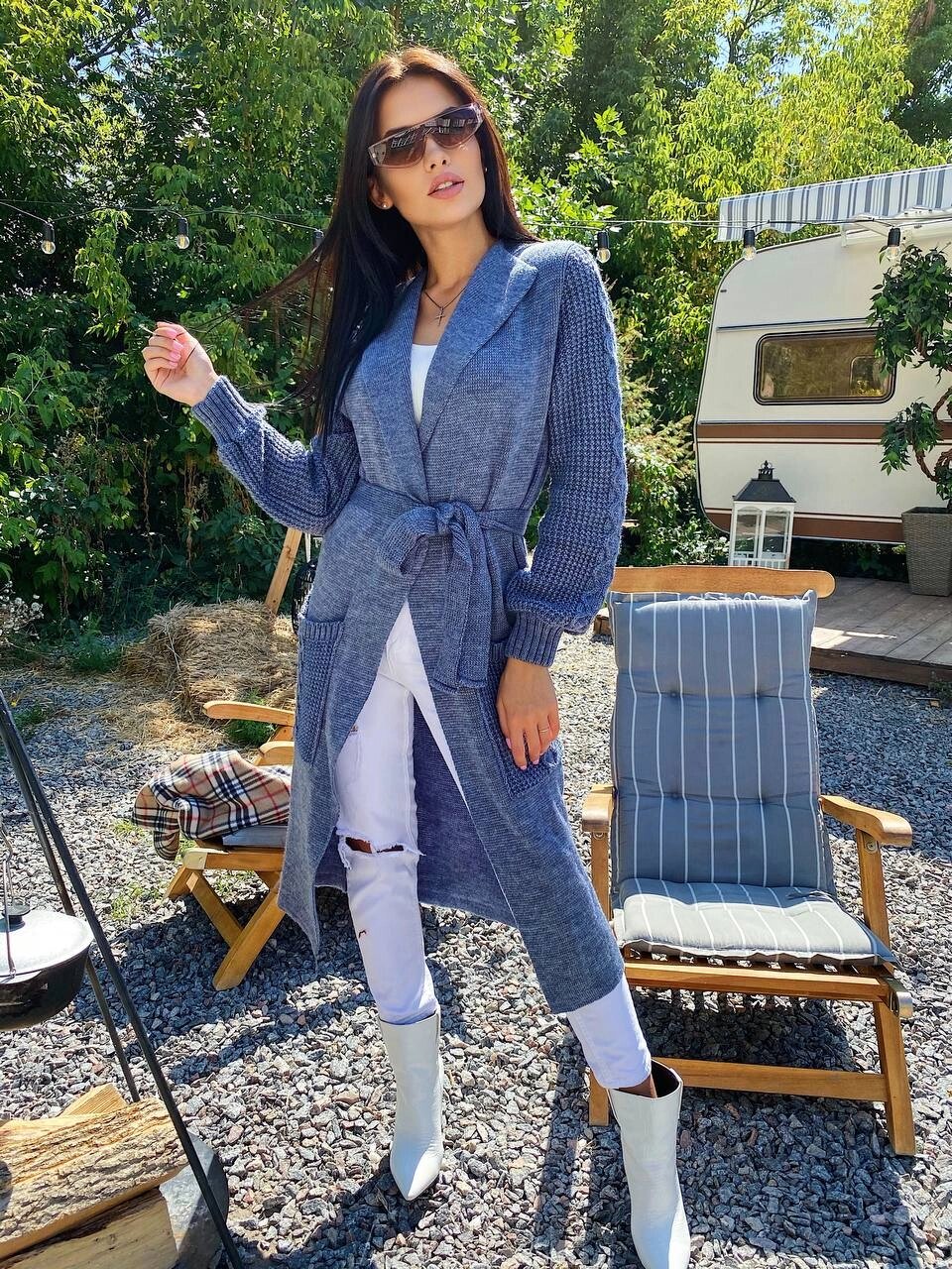Жіночий теплий кардиган колір джинс нар. 42/46 441414 від компанії VectorPlus - фото 1