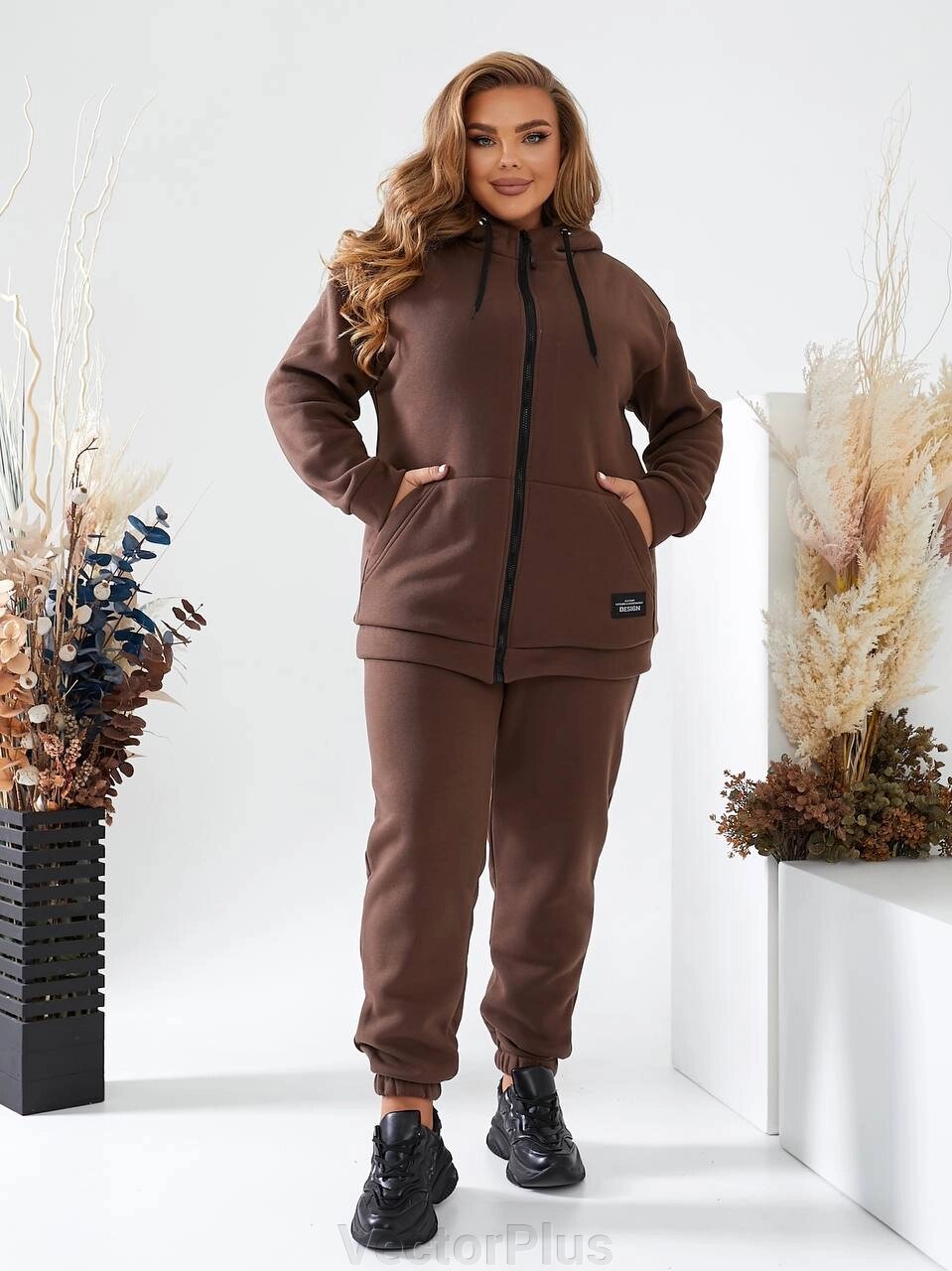 Жіночий теплий костюм на флісі колір шоколад. 48/50 442868 від компанії VectorPlus - фото 1