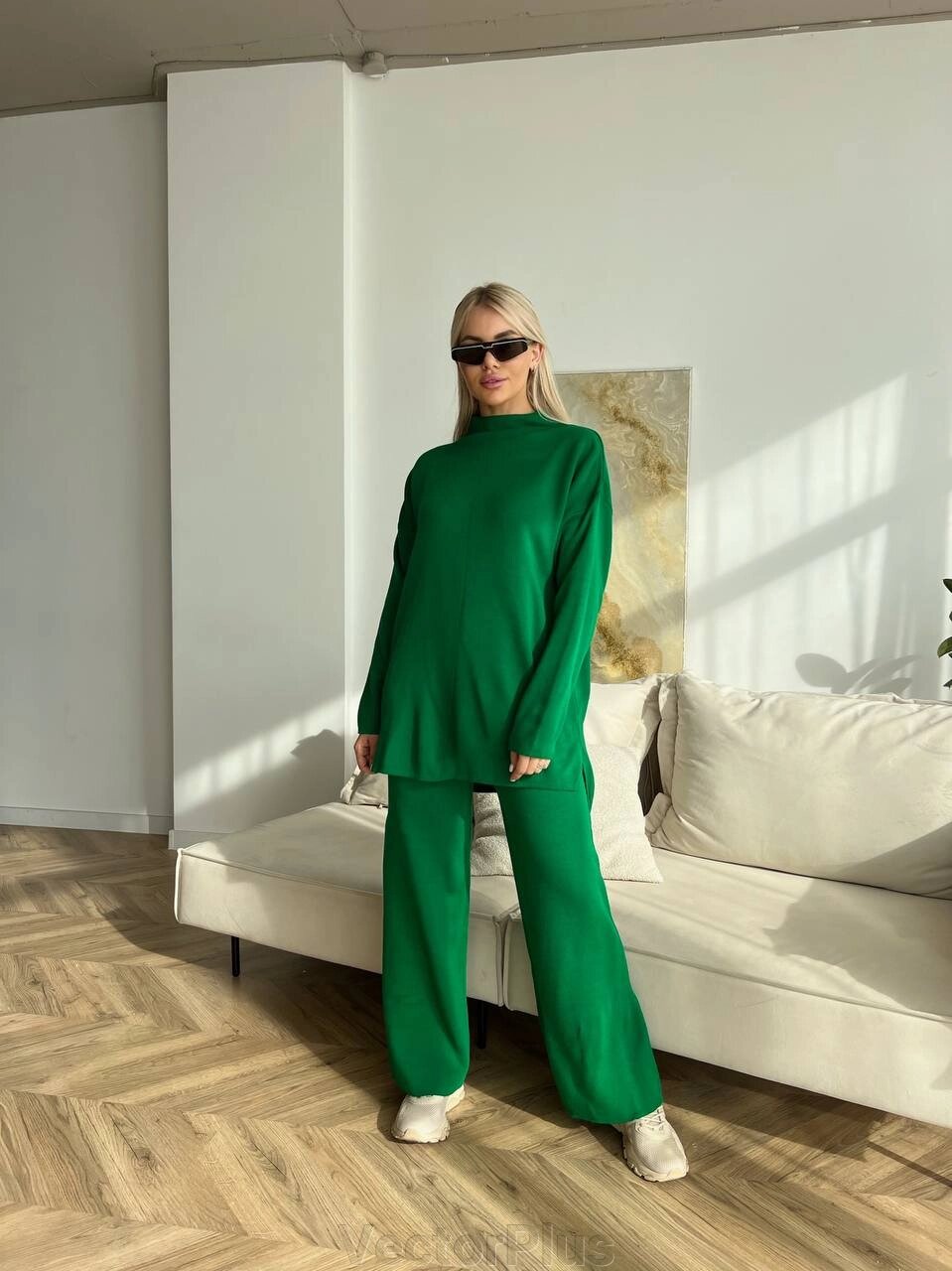 Жіночий в'язаний костюм колір зелений нар. 42/48 448848 від компанії VectorPlus - фото 1