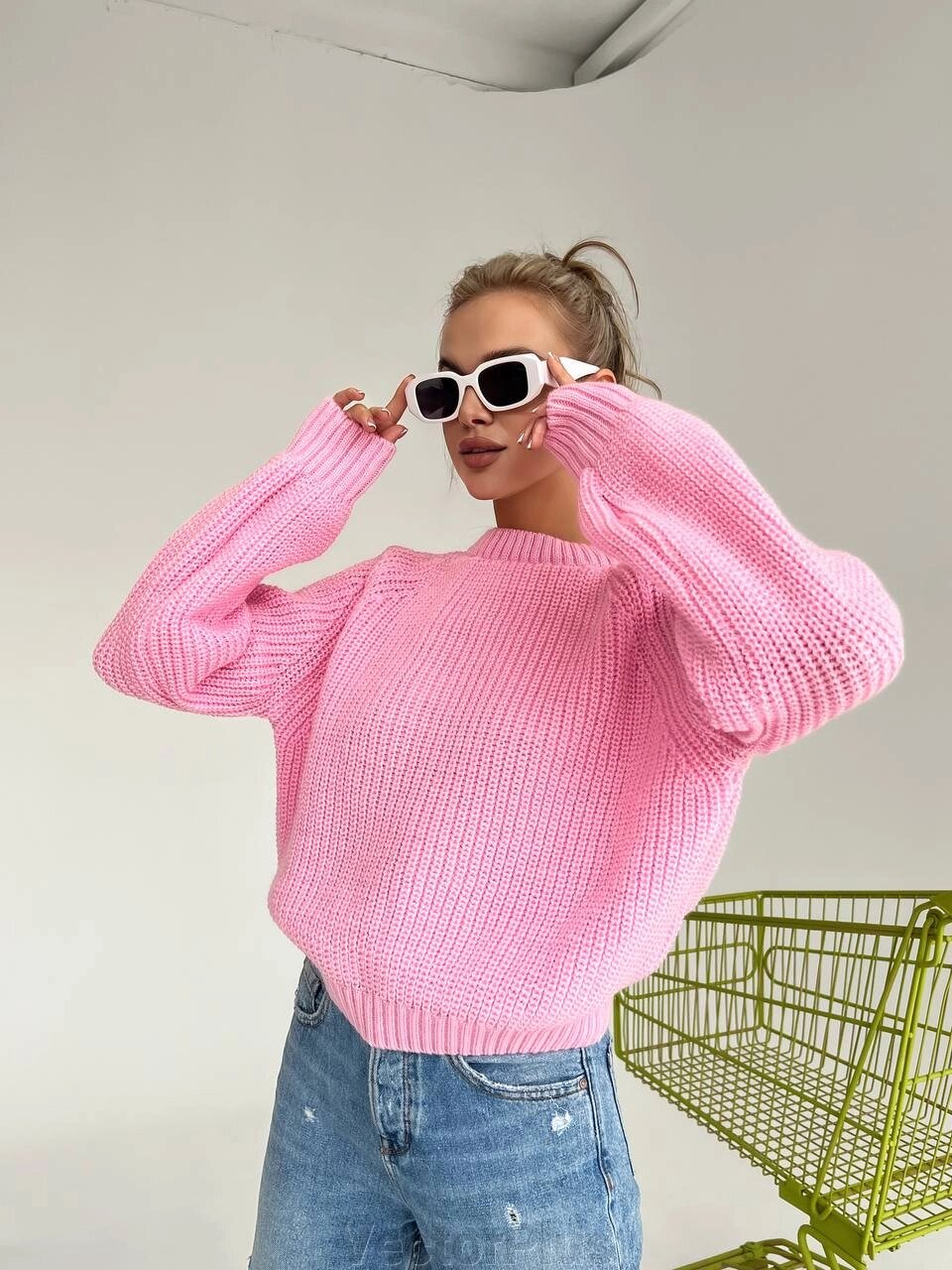 Жіночий вовняний рожевий светр с. 42/46 405996 від компанії VectorPlus - фото 1