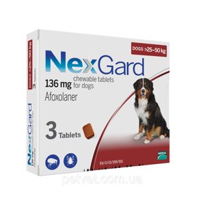 Нексгард (NexGard XL) таблетки від бліх і кліщів для собак 25 -50 кг.