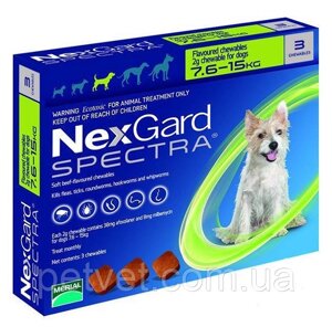 Нексгард Спектра от блох, клещей и гельминтов для собак 7,5 - 15 кг., 3 таб.