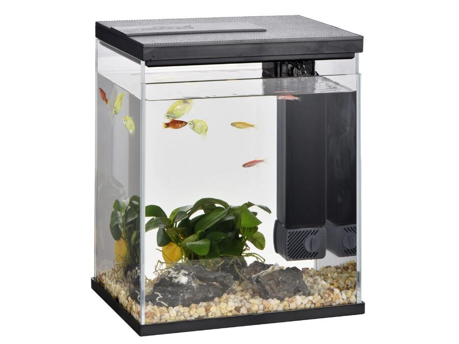 Настільний міні акваріум на 7 літрів AQUA-TECH CUBE A5 ultra clear glass, чорний від компанії Інтернет-магазин MyAquarium - фото 1