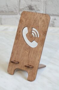 Дерев'яна підставка для смартфона, телефону з гравіруванням "Трубка"