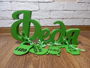 Дитяча іменна метрика з дерева для хлопчика