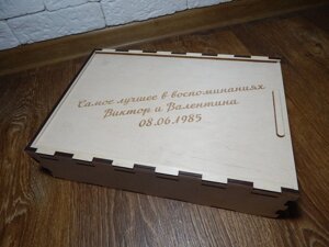 Подарункова коробка з дерева 30*20*6см, дерев'яна коробка для фотографій