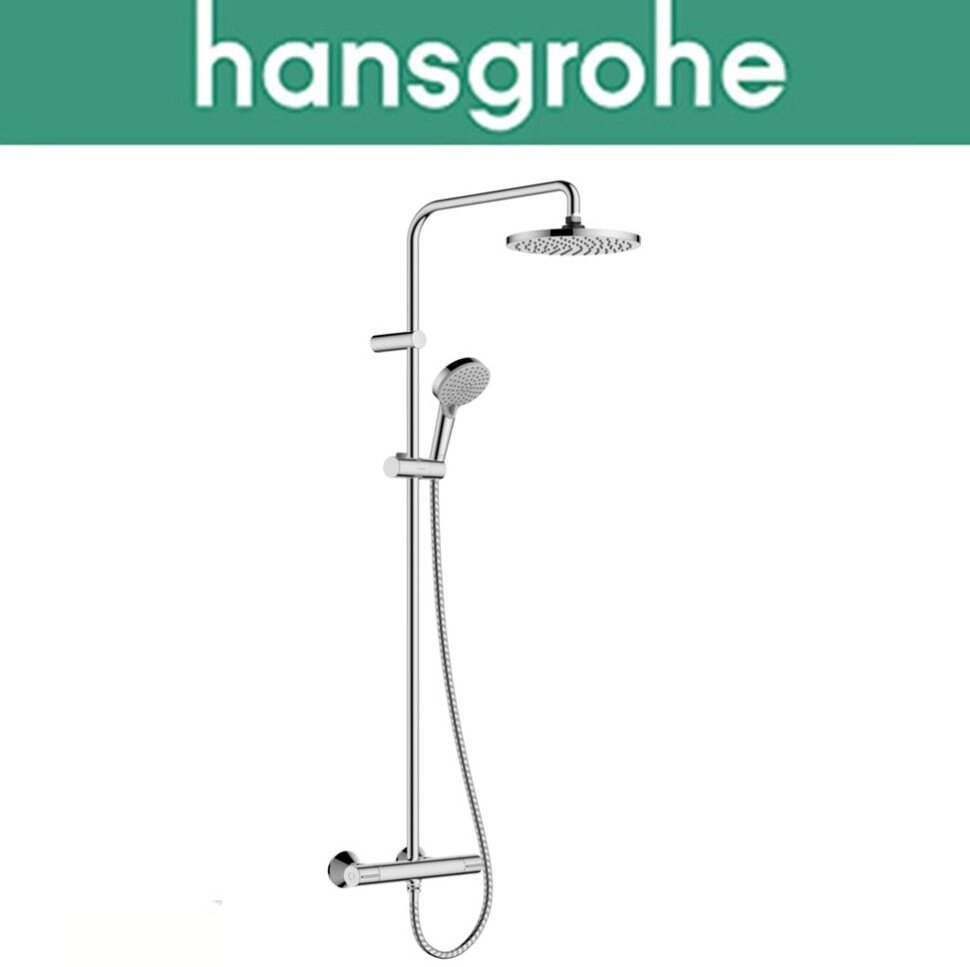 Душова система з термостатом Hansgrohe (art 26089000) Vernis Blend Showerpipe 200 1jet EcoSmart, Хром від компанії Модна Хата - фото 1