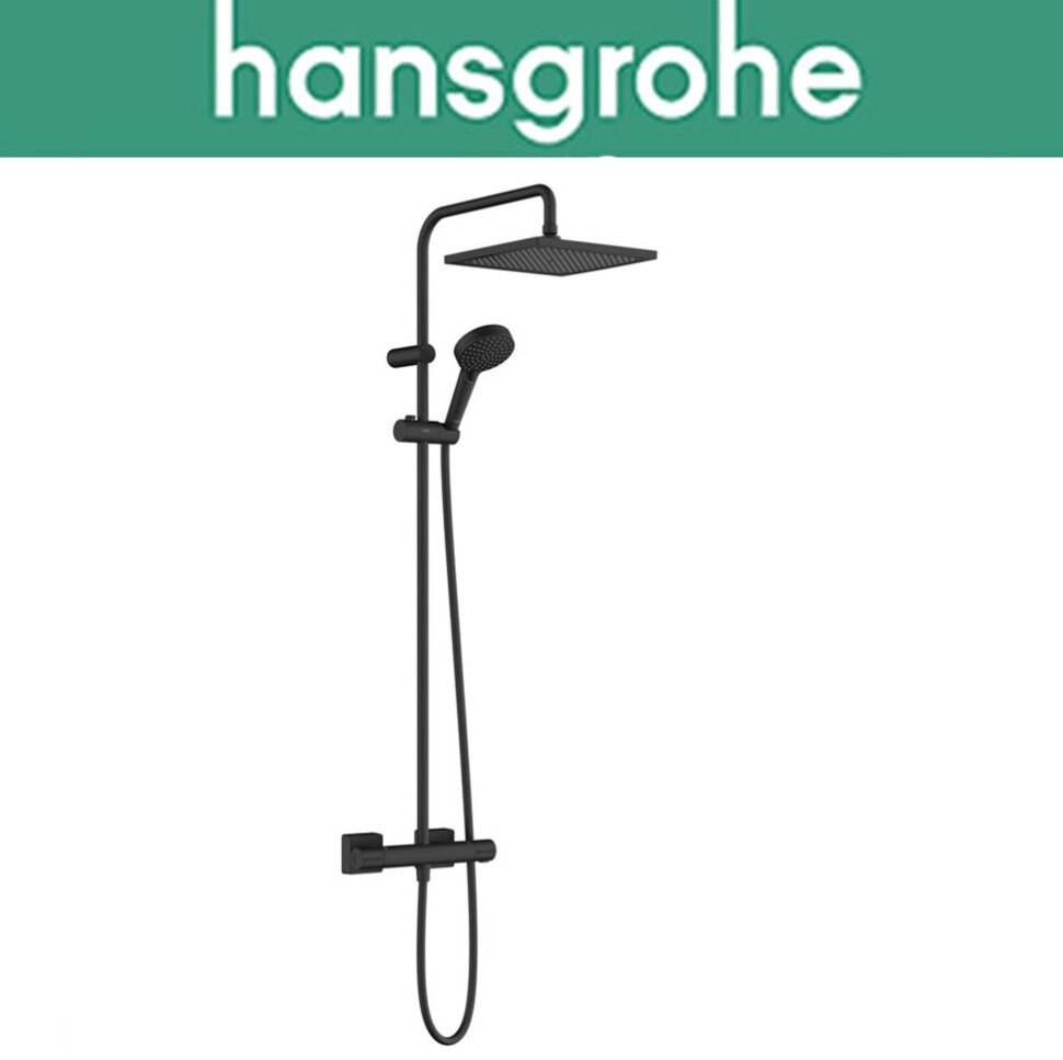 Душова система з термостатом Hansgrohe (art 26429670) Vernis Shape Showerpipe 240 1jet EcoSmart, чорний мат від компанії Модна Хата - фото 1