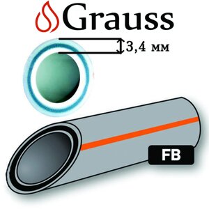 GRAUSS BASALT Поліпропіленова ( ППР ) Труба армована скловолокном PN20 d20, Німеччина ( 3,4 мм )