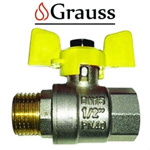 Grauss Кран 1/2 ГШБЖ (гайка-штуцер метелик) газ, Німеччина