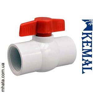 Кран 3/4" кульовий, білий пластик (різьблення внутрішнє) Kemal K7501