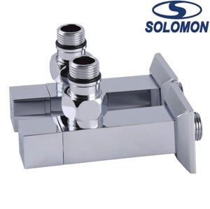 Набір кран напівоборотний кутовий з американкою Solomon LUX 1/2″ CUBE CHROM 8888 1 уп, Польща (на замовлення)