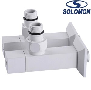 Набір кран напівоборотний кутовий з американкою Solomon LUX 1/2″ CUBE WHITE 8888 1 уп, Польща (на замовлення)