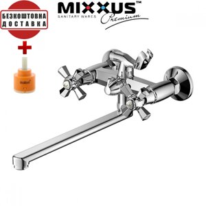 Змішувач для ванни довгий нос Mixxus premium retro євро (Chr-140)
