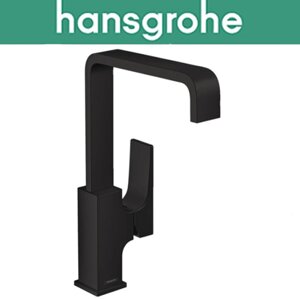 Змішувач Hansgrohe (art 32511670) для одноважільного раковини з донним клапаном Push-Open, Metropol, Чорний мат