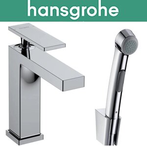 Змішувач Hansgrohe (art 73210000) для раковини одноважільний, з гігієнічним душем та душовим шлангом, Tecturis E 110,