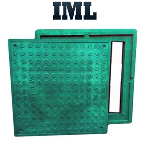 Оглядовий (каналізаційний) люк квадратний полімер-піщаний зелений до 1,5т 640/560