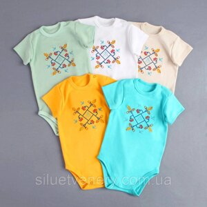 Боді вишиванка для малюків короткий рукав "Родовід" різні кольори 80