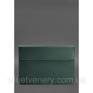 Шкіряний чохол-конверт на магнітах для MacBook 13 Зелений Crazy Horse