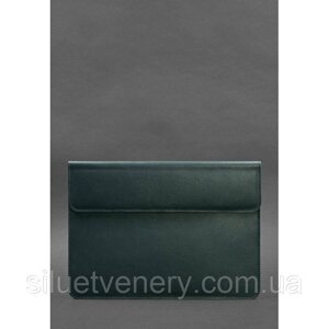 Шкіряний чохол-конверт на магнітах для MacBook 13 Зелений