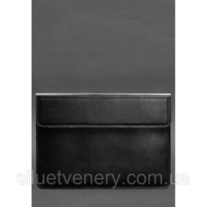 Шкіряний чохол-конверт на магнітах для MacBook 16 дюйм Чорний