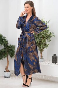 Жіночий атласний халат на гудзиках "Палома" 7089 XL