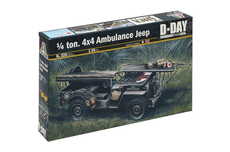 1/4 Ton. 4x4 AMBULANCE JEEP. Збірна модель в масштабі 1/35. ITALERI 326 від компанії Хоббінет - збірні моделі - фото 1