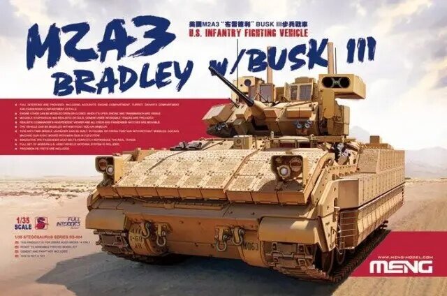 11/35 M2A3 Bradley with BUSK III американська БМП, збірна модель з інтер'єром 1/35 MENG SS-004. від компанії Хоббінет - збірні моделі - фото 1